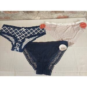 Splendies Womens Panties Underwear Lot 3 Pack 2X Plus Size NWT Plaid Lace Beige